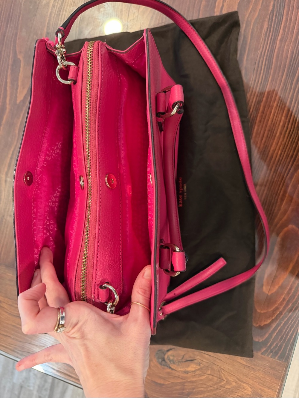 Kate Spade Mulberry Street Lise Ruby Pink Pebbled Leather Satchel Bag w Dust Bag - Picture 10 of 13